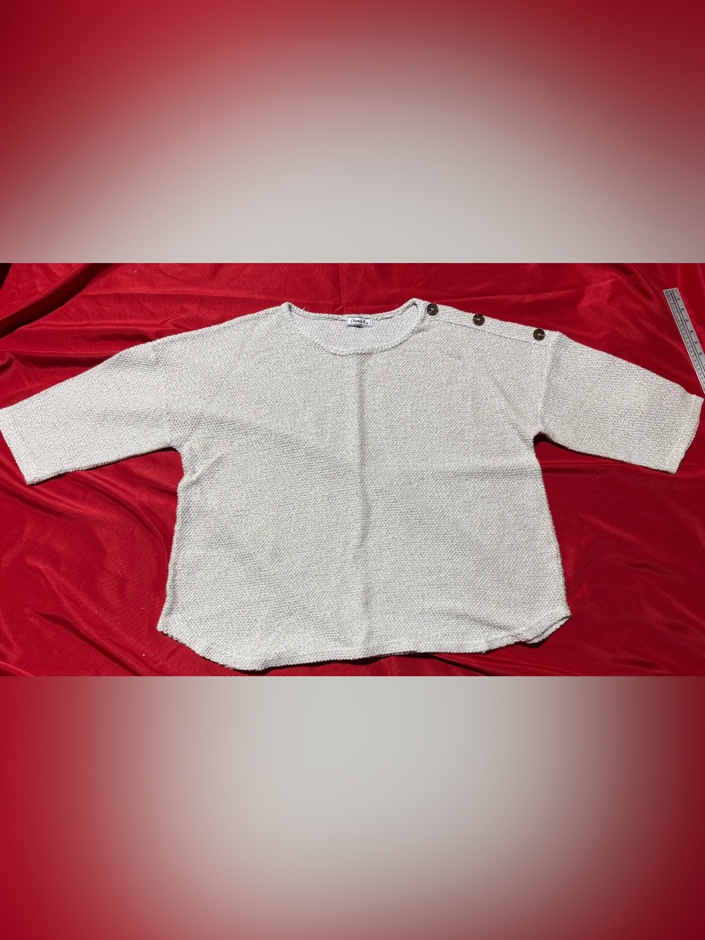 Cream Button-Shoulder Knit Tunic